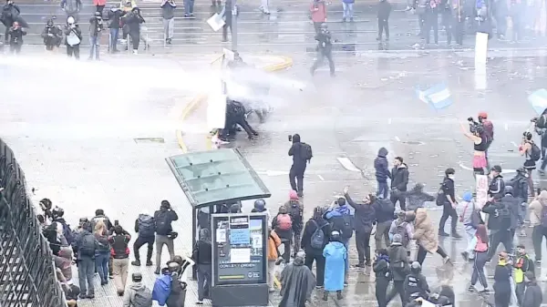 Heavy-handed crackdown: Government forces charge into packed square during student protests